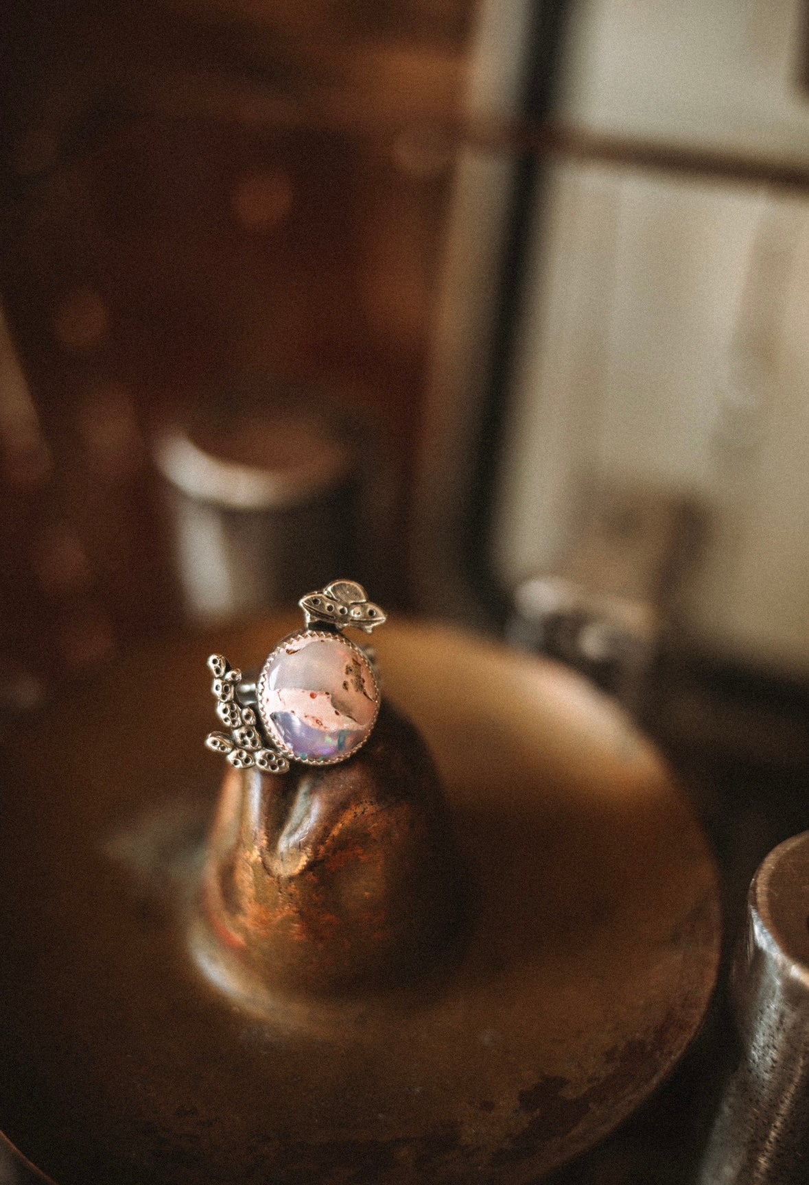 mexican fire opal ufo ring