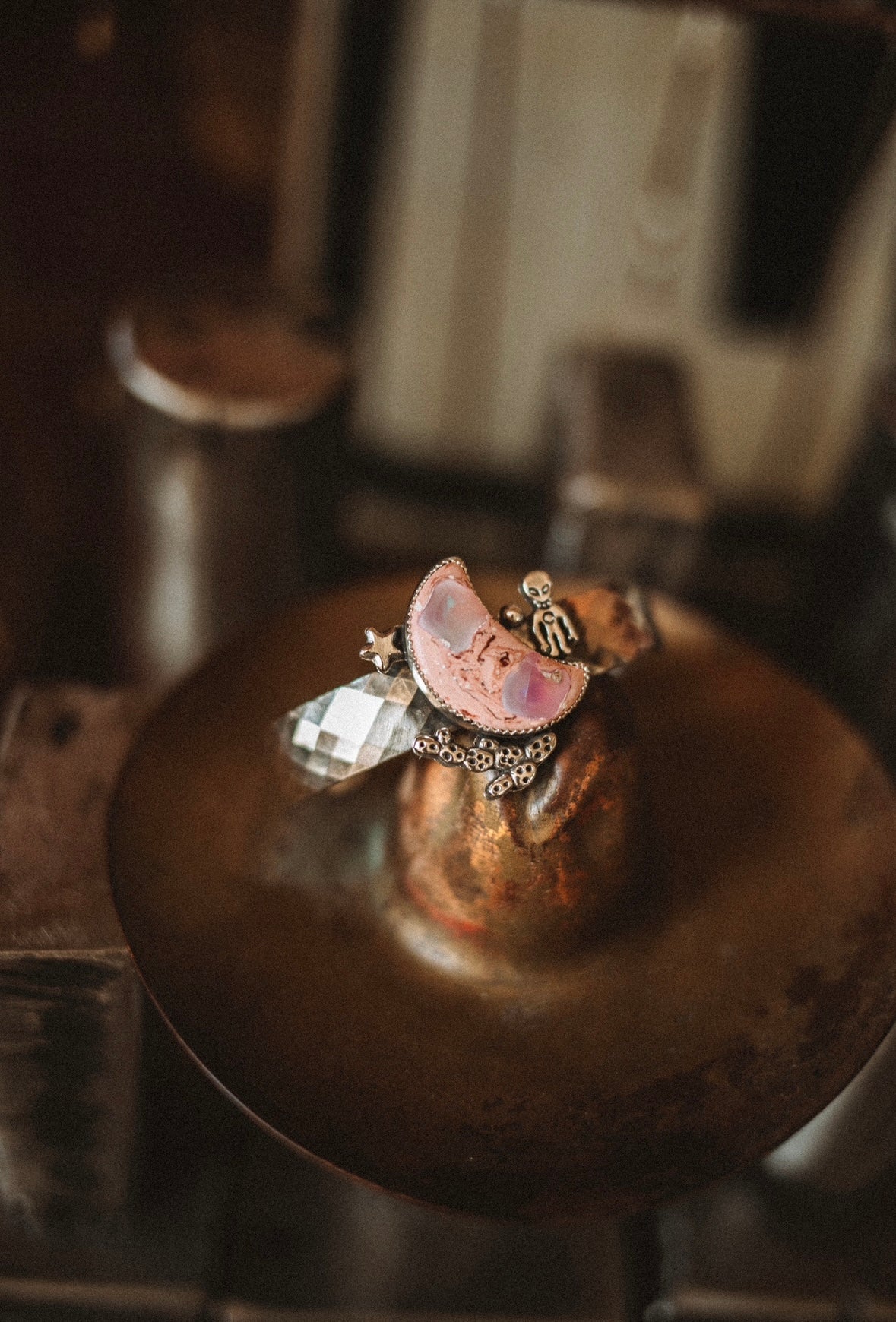 mexican fire opal and alien cuff