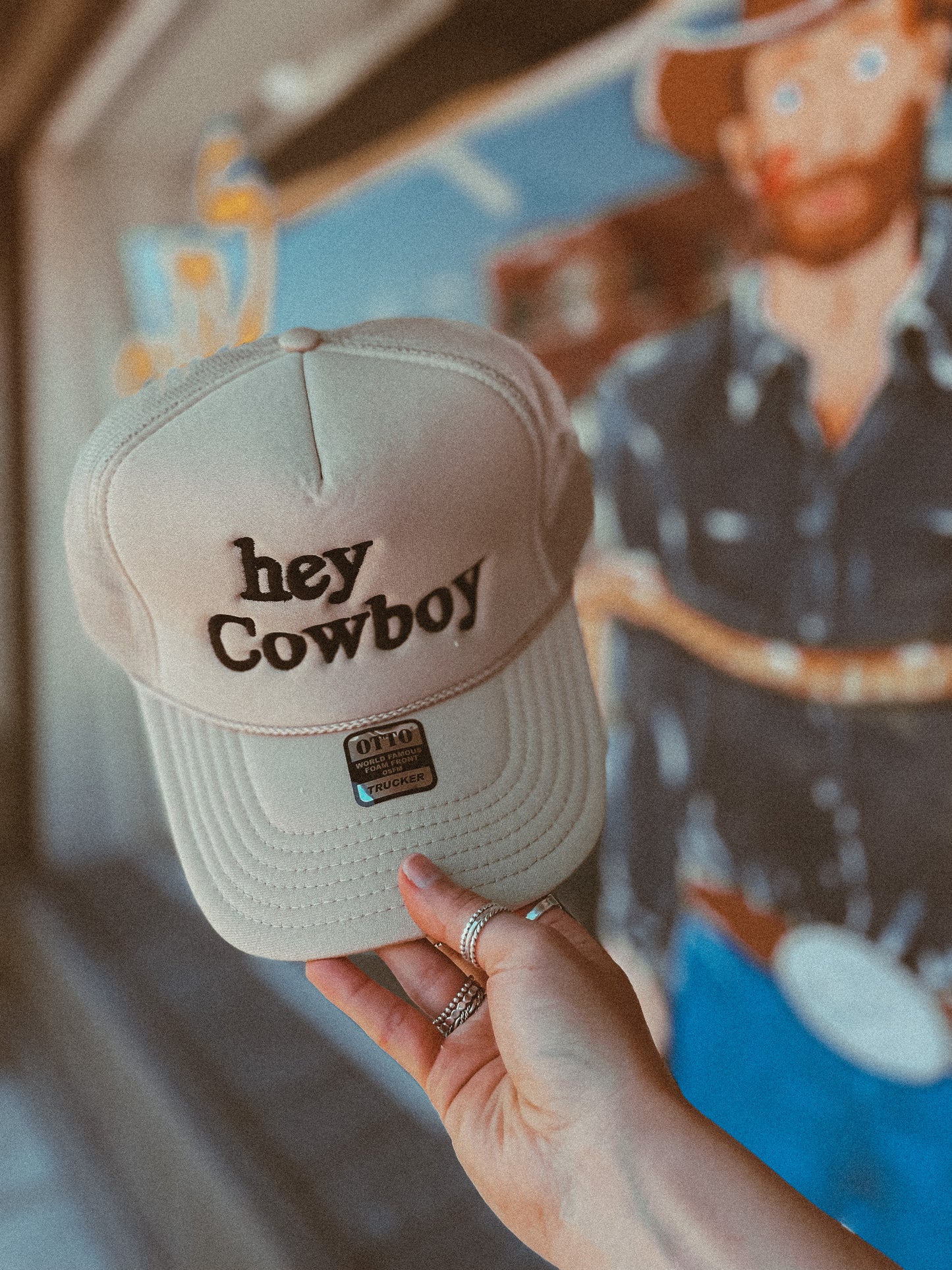 hey cowboy trucker hat