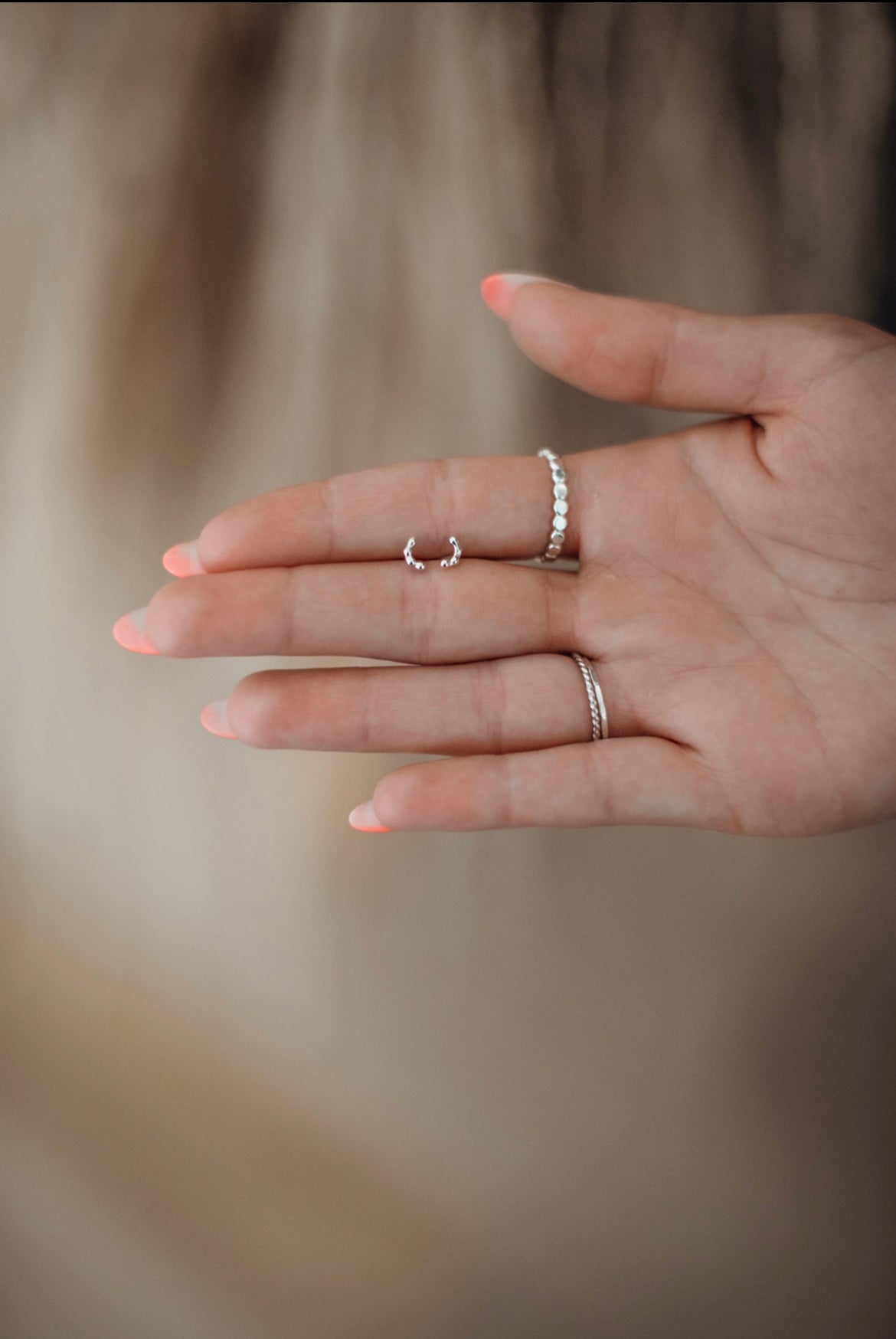 beaded crescent moon studs