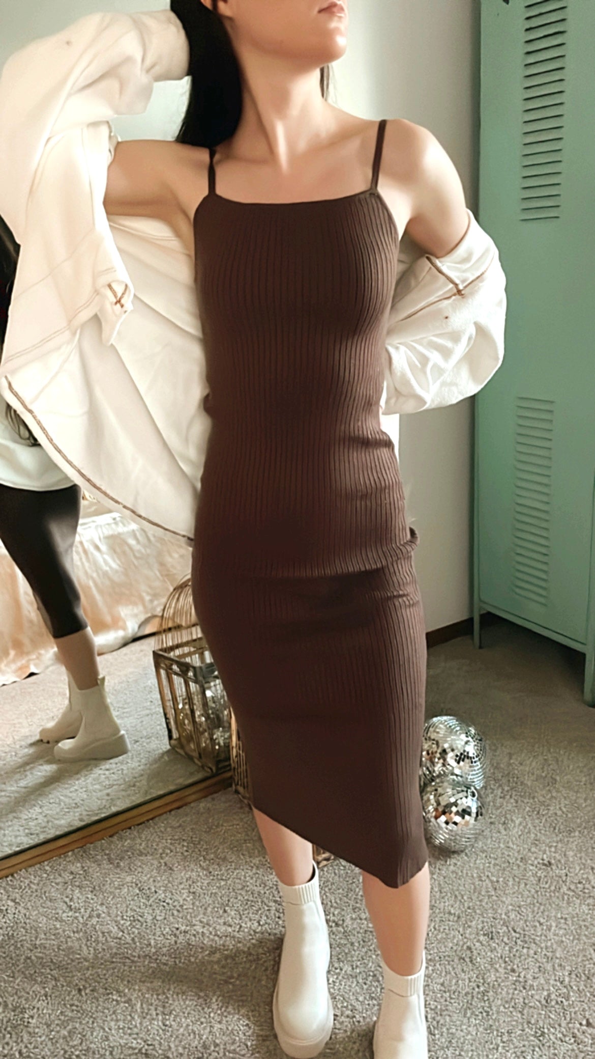 espresso midi dress