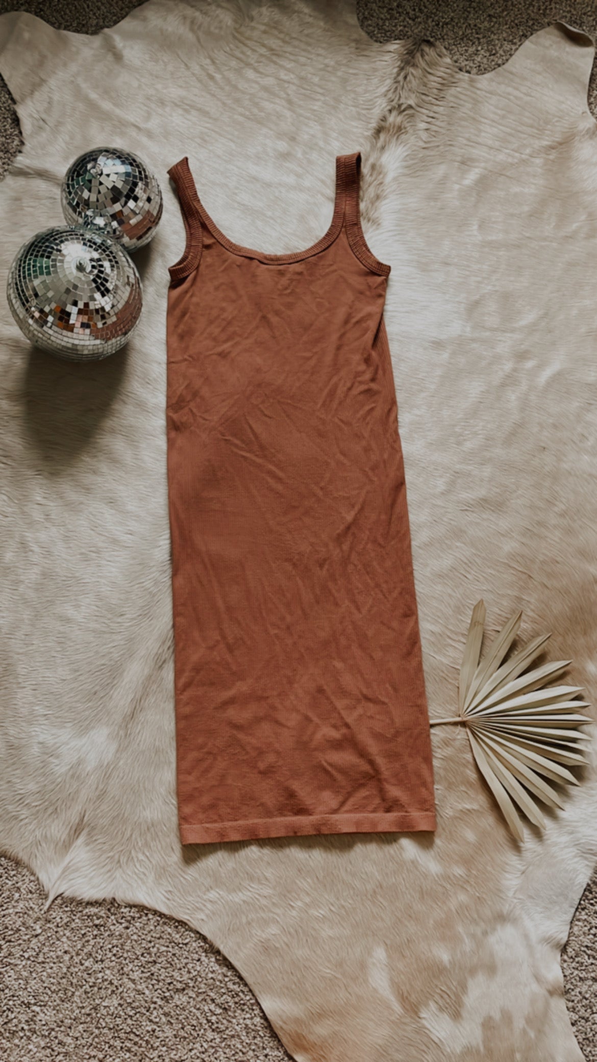 cognac midi dress