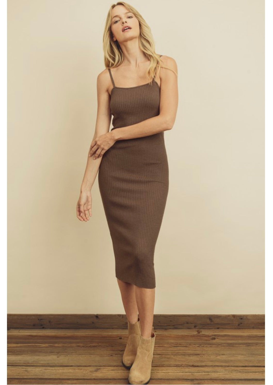 espresso midi dress